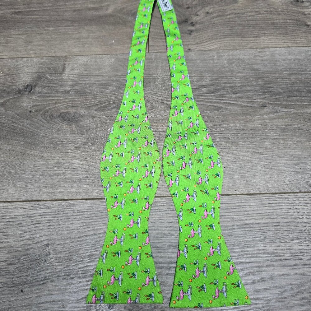 Bowtie #2 - Green Flamingos Old School Prep